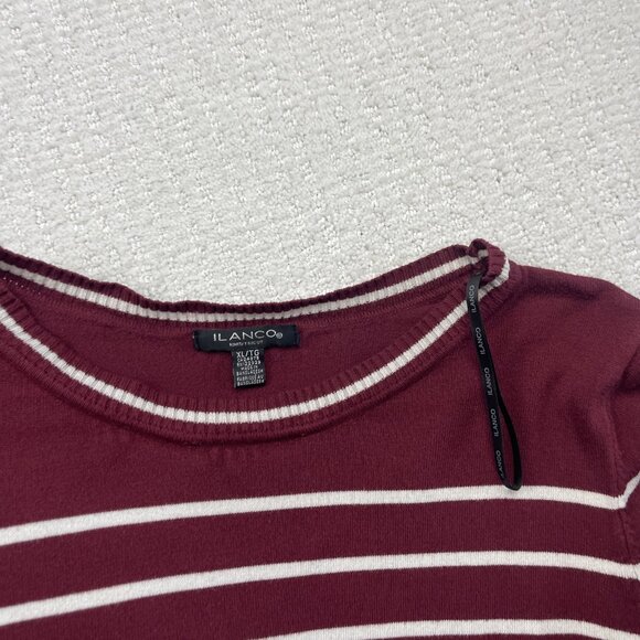 Lot x2 Bulk Striped Pullover Sweater Knit Red / Grey Women Sz XL Preppy Cozy - Picture 6 of 16